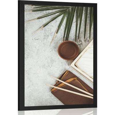 Plakát čajové zátiší na betonovém pozadí - 20x30 black