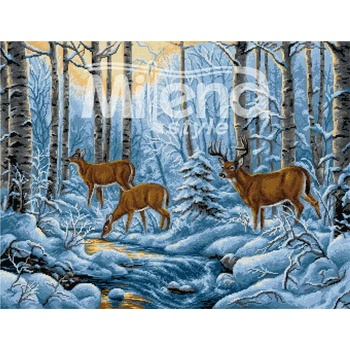 Milena Style Елени в снега - гоблен със схема конци Ariadna 1: 1