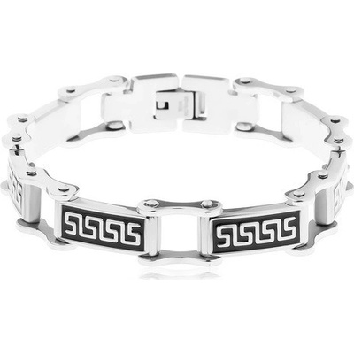 Šperky eshop z oceli obdélníkové články s černou glazurou řecký klíč Y19.16