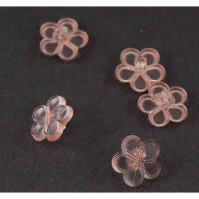 Detský gombík - lososová kvietka - transparentná - priemer 1,3 cm