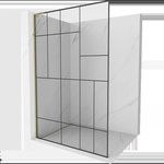 Mexen Kioto L стена за душ Walk-in 80 x 200 см, черен дизайн, златен - 800-080-103-50-78 (800-080-103-50-78)