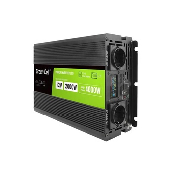 Green Cell Инвертор green cell, 12/220v, dc/ac, 2000w/4000w, invgcp2000lcd lcd Чиста синусоида (invgc12p2000lcd)