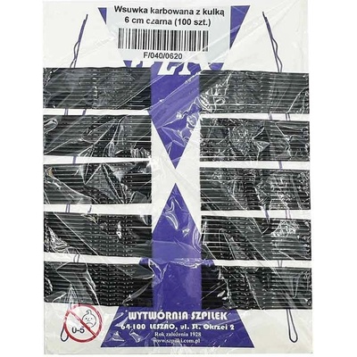Waved ball-ended hair grip - 60 mm 100 ks barva Black
