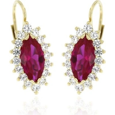 Zlatnictví U Kostela zlaté patentové náušnice s rubínem a zirkony 242