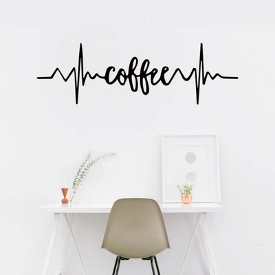 dřevo života Dřevěná dekorace COFFE PULSE Zvolte rozměr šxv (cm): 60x18, Zvolte barvu dekoru: Černá