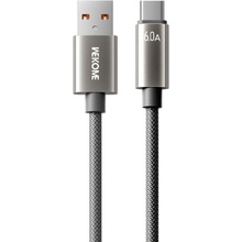 Wekome WDC-63a opletený nabíjací a dátový USB-A na USB-C 1,2m sivý