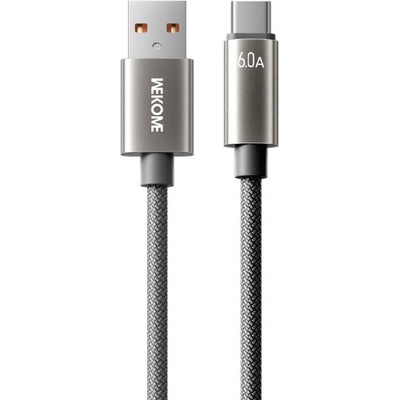 Wekome WDC-63a opletený nabíjací a dátový USB-A na USB-C 1,2m sivý
