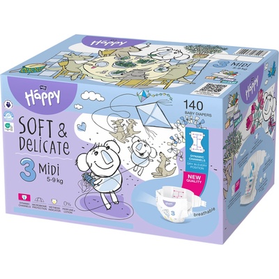 Bella Baby Happy Soft&Delicate 3 Midi 5–9 kg 70 ks – Hledejceny.cz