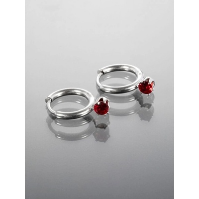 Prosperk náušnice kroužky s červeným kamínkem S0258
