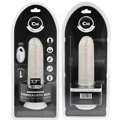 COCK MILLER DILDO S PRÍSAVKOU SVETLÁ A VIBRÁCIA S DIAĽKOVÝM OVLÁDANÍM BIELE 19,5 CM