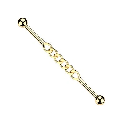 Šperky4U Zlacený industrial piercing řetěz ID01049-GD