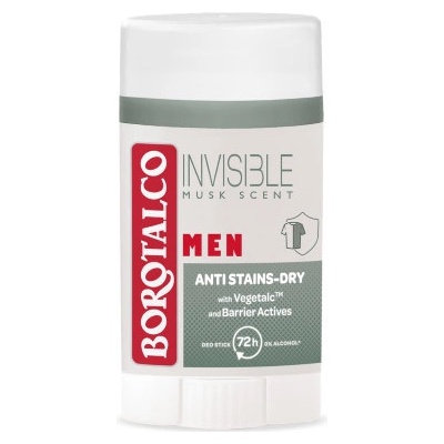Borotalco Men Стик дезодорант против изпотяване Invisible Musk, 40 ml