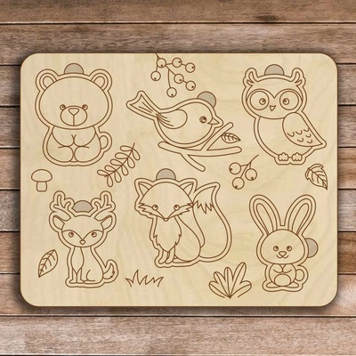 Sentop H005 Detská drevená vkladačka - Lesné zvieratá 6 dielikov 25 x 20 cm 4155-63839 H005