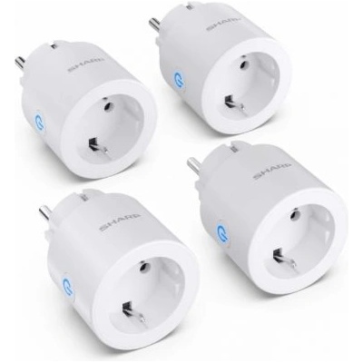 Sharp SGPH01EW4P - WiFi Smart Plug - 4 pack, 802.11 b/g/n (2.4GHz), Child Protection, Google Assistant, Alexa, White (SG-PH01EW-4P)