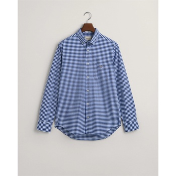 Image 1 of Gant Regular Fit Gingham Poplin Shirt - Mid Blue 436