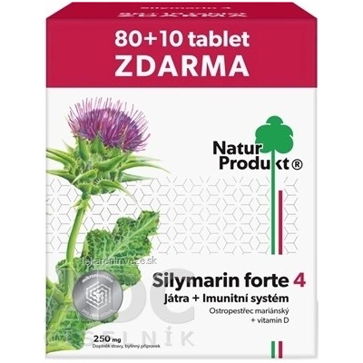 NaturProdukt Silymarin forte 4 tabliet pečeň + imunitný systém 90 ks