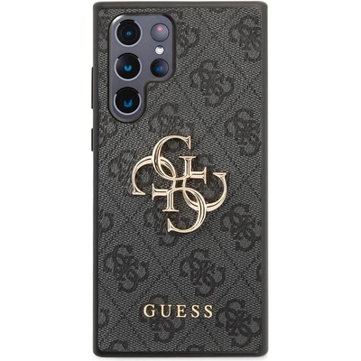 Guess est. 1981 Оригинален кожен калъв Leather Cover Guess с метално лого за Samsung Galaxy S22 Ultra 5G S908 Grey (GUHCS22L4GMGGR)