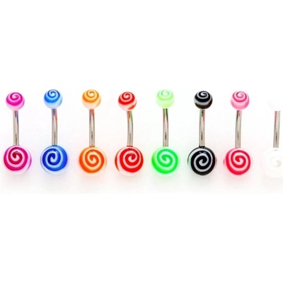 Šperky eshop piercing do pupíku barevná spirála I17.16 červená