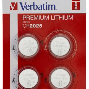 Verbatim LITHIUM BATTERY CR2025 3V 4 PACK (49532) - gtcomputers