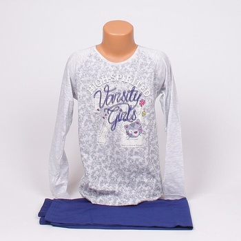 Детска пижама в светлосиво и синьо с надпис и картинка