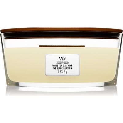 WoodWick White Tea & Jasmine ароматна свещ с дървен фитил (hearthwick) 453.6 гр