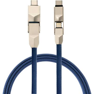 4smarts 6in1 ComboCord Cable - качествен многофункционален кабел за microUSB, Lightning и USB-C стандарти (син)