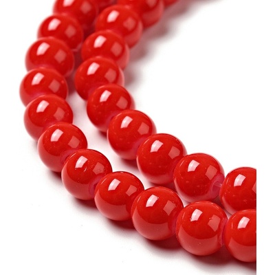 Skleněné korálky - červené - ∅ 6 mm - 10 ks