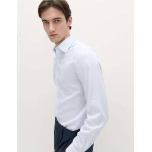 Marks & Spencer Раирана риза с тесен прибор от памук с без гланцева обработка Marks & Spencer синя Marks & Spencer | Sin | МЪЖЕ | 15