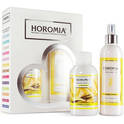Horomia kazeta Horotwins Vaniglia e Mirra parfém na prádlo 250 ml + parfémový sprej na textil 250 ml