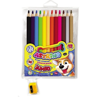 AS312221001 Цветни кръгли моливи Astrino jumbo 12 цвята + острилка (AS312221001)