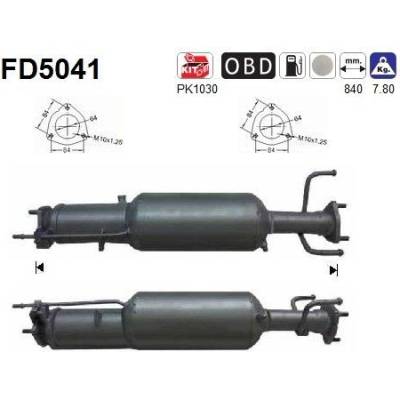 Filtr sazových částic, výfukový systém AS FD5041