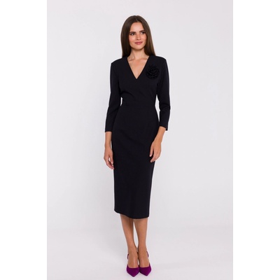 Stylove Woman's Flower pencil dress black čierna