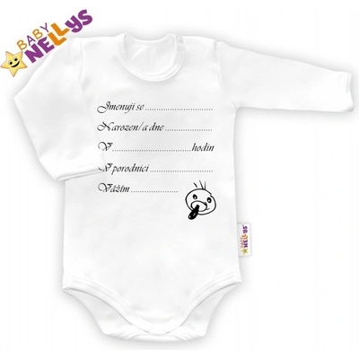 Baby Nellys Body dlouhý rukáv bílé Narodil jsem se...