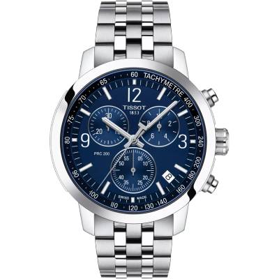 Tissot Мъжки часовник Tissot PRC 200 43mm 114.417. 11.047. 00, Сив / Син (TIS114.417.11.047.00)