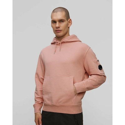 C.p. Company Cotton Diagonal Fleece Resist Dyed Hooded Lens Ružová