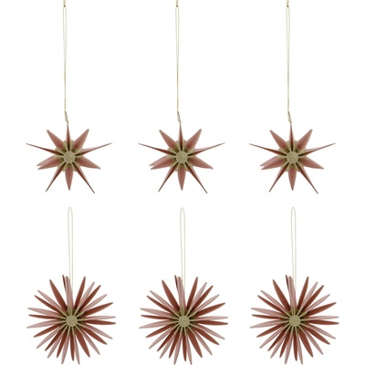 House Doctor Papierové ozdoby Stars Stari Rose Champagne – set 6 ks