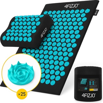 4FIZJO Ergo Akupresúrna podložka s vankúšom 68x42 - čierno tyrkysová