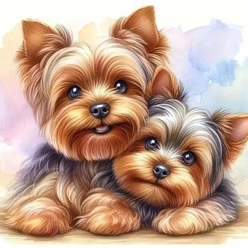 Norimpex - Puzzle Diamant painting: Two Yorkshire Terriers 30x40cm - 1 - 39 piese