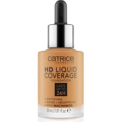 Catrice HD Liquid Coverage Foundation voděodolný tekutý make-up s matným efektem 066 Warm Toffee 30 ml