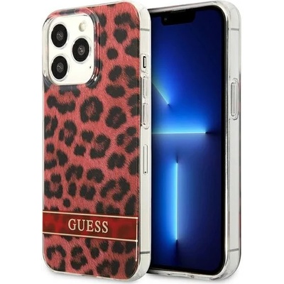 GUESS Кейс Guess GUHCP13LHSLEOR за iPhone 13 Pro / 13 6.1", червен, твърд, Leopard (GUE002002-0)
