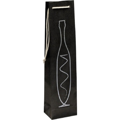 Papírová taška na víno 95 x 65 x 390 mm, černá se stříbrným potiskem