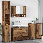 vidaXL Комплект мебели за баня 4 бр. Старо дърво 35 x 30 x 192 см (3393091)