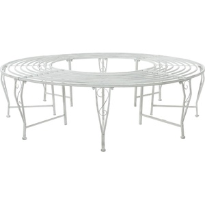 vidaXL Дървесен бенч 8 -местен Ø 160 x 44 см steel Антично бяло Кръгла (42029511)
