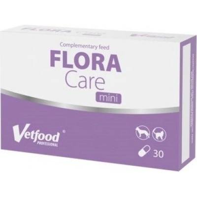 VetFood Flora Care Mini - хранителна добавка при остра диария, причинена от вируси, бактерии или паразити за кучета, котки, 30 капсули - Полша