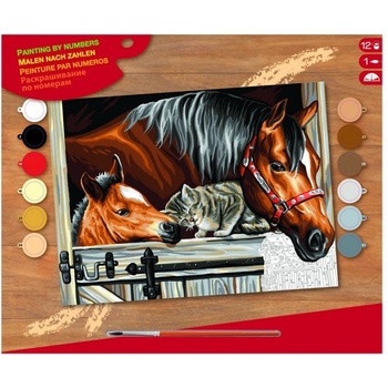 Image 1 of KSG Crafts - Рисуване по номера - голям размер "Приятели в конюшната