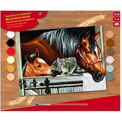 KSG Crafts - Рисуване по номера - голям размер "Приятели в конюшната