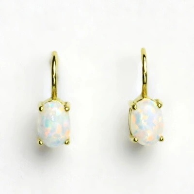 Čištín náušnice 281619628 žluté syntetický bílý opál NK 1246