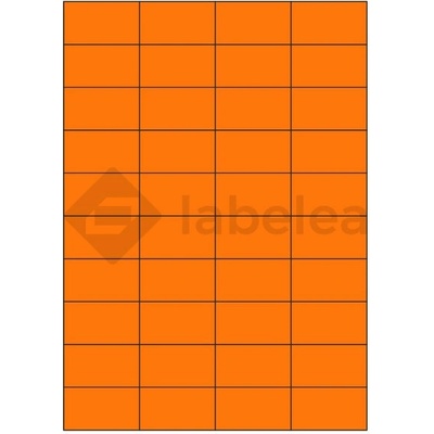 Labelea Samolepiace etikety 52,5x29,7 mm signálne farebné papierové, na hárku A4, pre laserovú tlač, Farba etikiet Signálna oranžová, Počet hárkov v balení 100 EPY052029SO040S