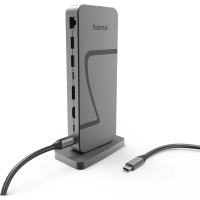 Hama Докинг станция HAMA Connect2Office Speed, от USB-C към 1x USB-C(PD), 3x USB-C, 4x USB-A, 1x DisplayPort, 1x HDMI, 1x RJ45, сива (HAMA-200200)