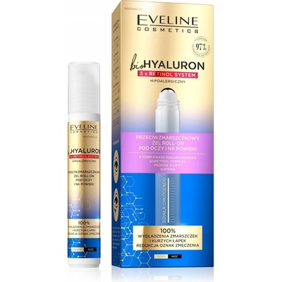 Eveline Cosmetics Bio Hyaluron 3x Retinol chladivý očný roll-on 15 ml